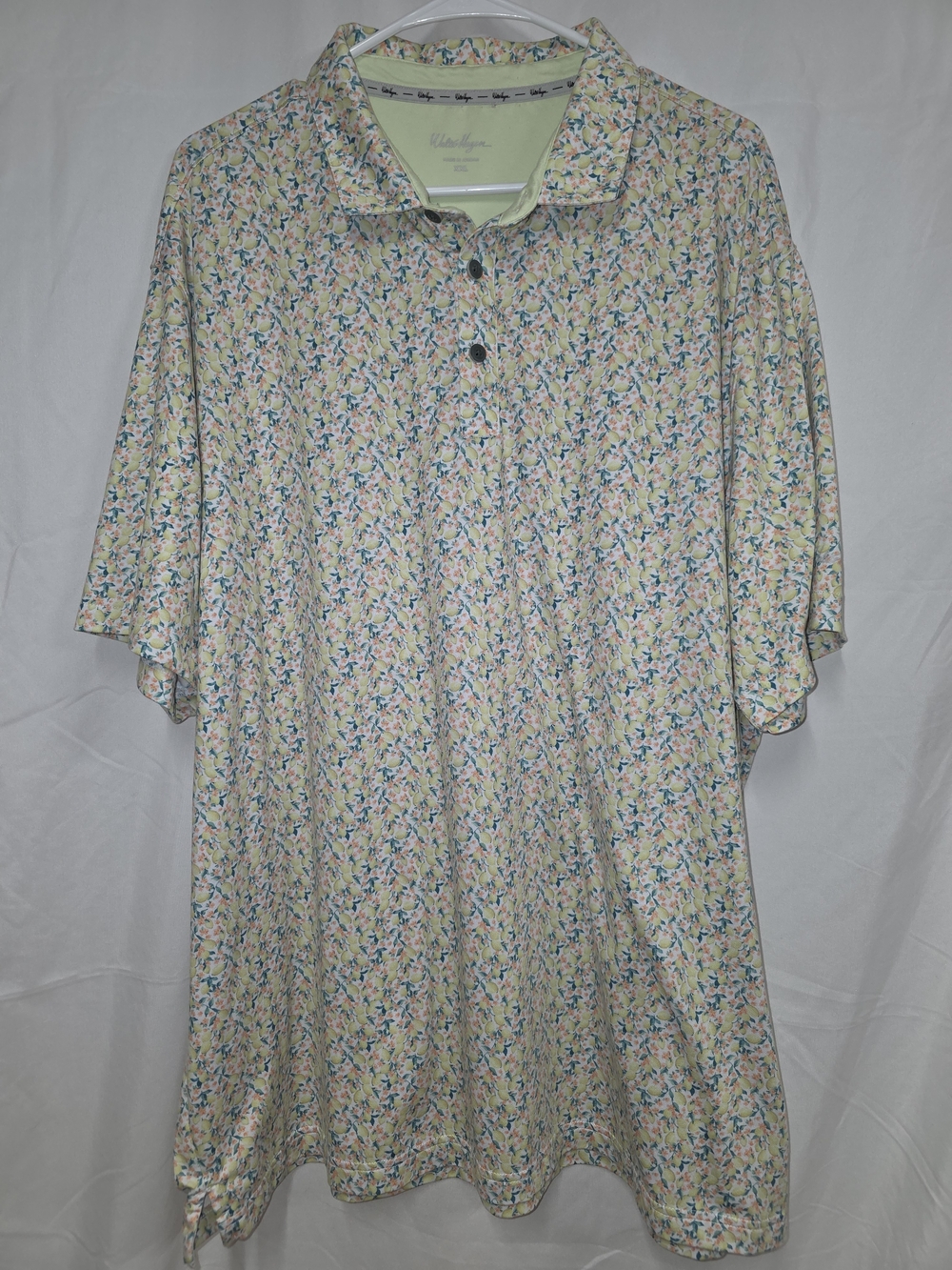 Walter Hagen Yellow Lemon And Floral-Print Polo XXL